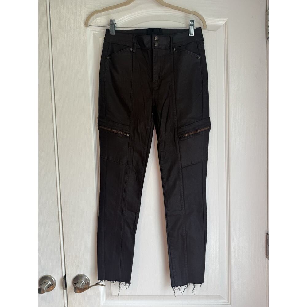 White House Black Market Women's Coated High Rise Skinny Moto Jeans Size 0 Brown